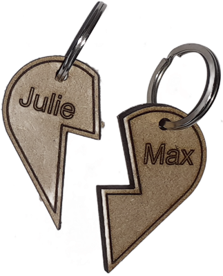 Porte-clé - Cœur en 2 parties personnalisables