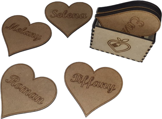 Lot de 10 sous-verres coeur en boite support